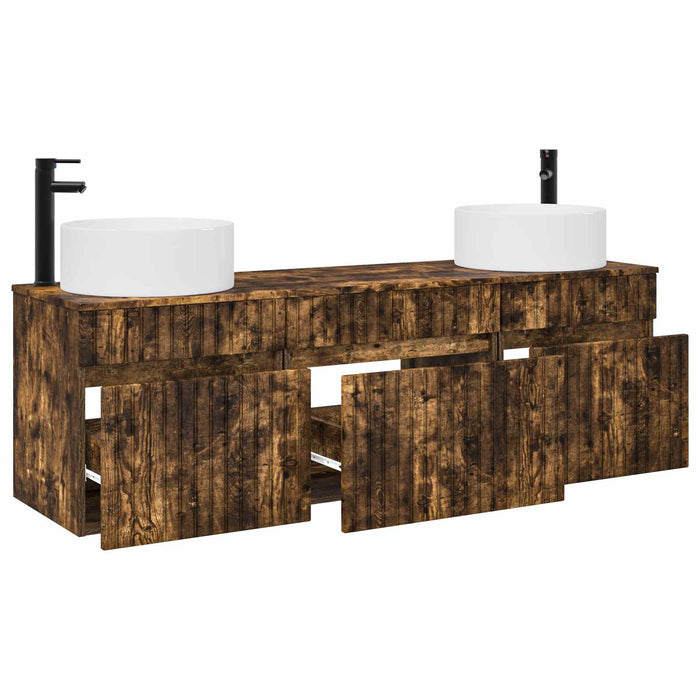Set dulap baie 3 buc. Stejar fumuriu 49 x 44,5 x 65,5 cm WALTI