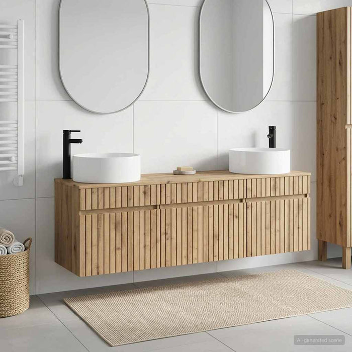 Set dulap baie 3 buc. Stejar Artizanal 49 x 44,5 x 65,5 cm WALTI