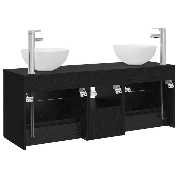 Set dulap baie 3 buc. Stejar Negru 49,5 x 35 x 63 cm WALTI