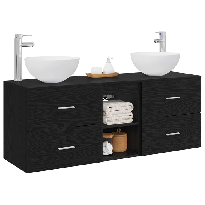 Set dulap baie 3 buc. Stejar Negru 49,5 x 35 x 63 cm WALTI