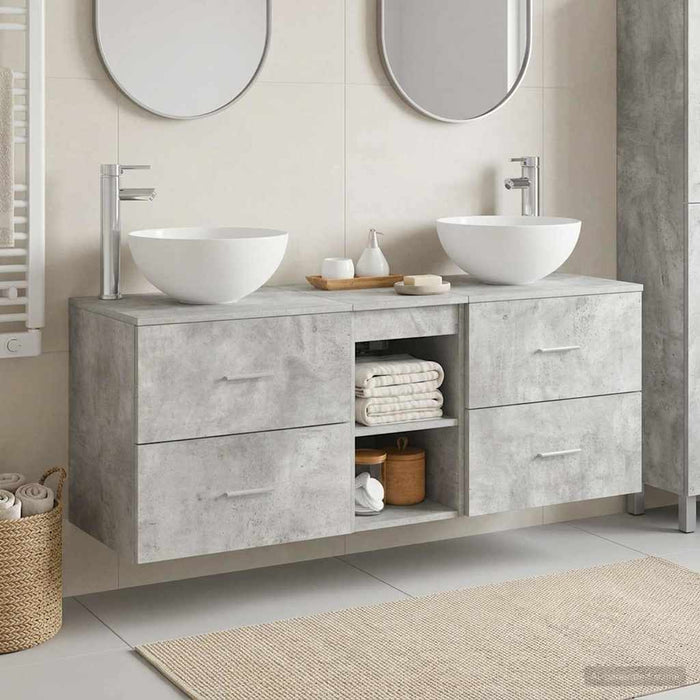Set dulap baie 3 buc. Gri Beton 49,5 x 35 x 63 cm WALTI