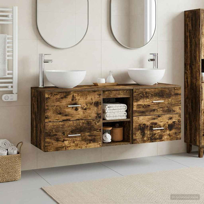 Set dulap baie 3 buc. Stejar fumuriu 49,5 x 35 x 63 cm WALTI