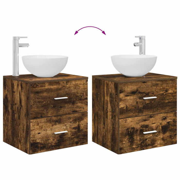 Set dulap baie 3 buc. Stejar fumuriu 49,5 x 35 x 63 cm WALTI
