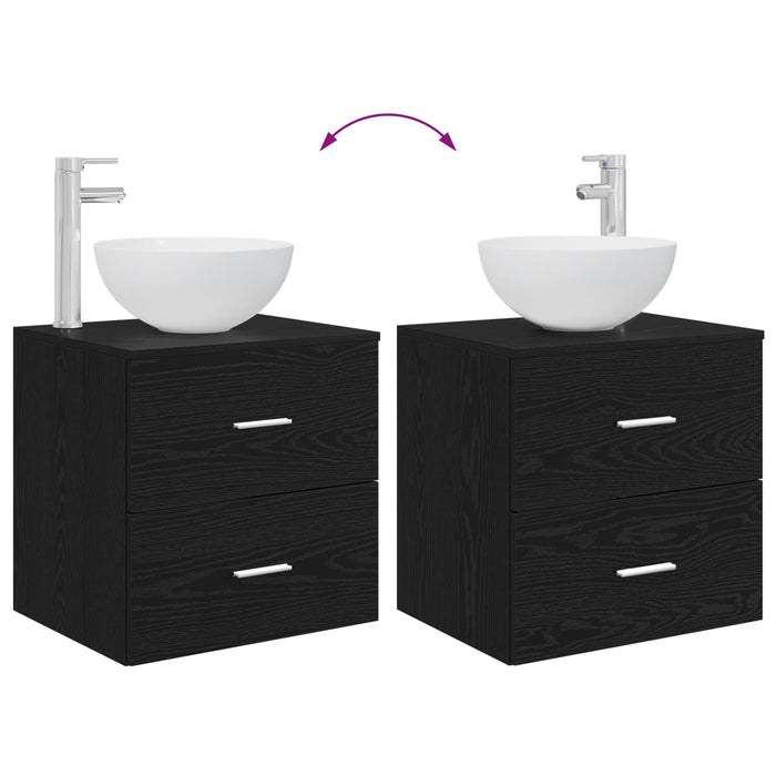 Set dulap baie 3 buc. Stejar Negru 49,5 x 35 x 63 cm WALTI