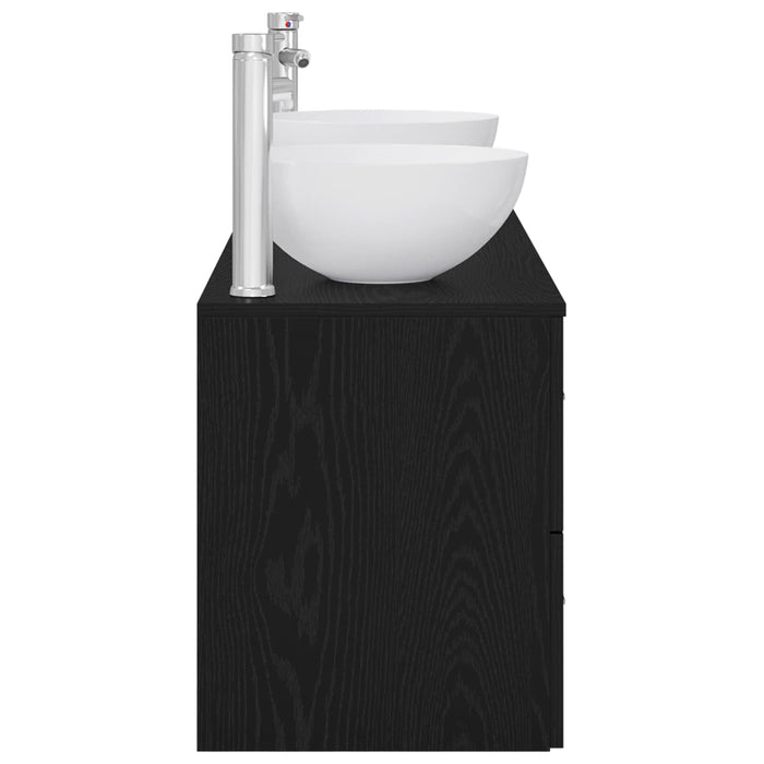 Set dulap baie 3 buc. Stejar Negru 49,5 x 35 x 63 cm WALTI