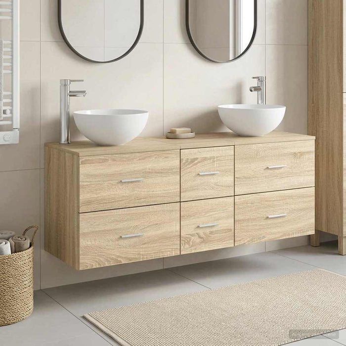 Set dulap baie 3 buc. Stejar Sonoma 49,5 x 35 x 63 cm WALTI