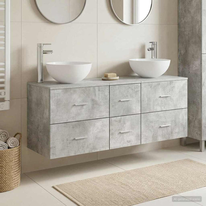 Set dulap baie 3 buc. Gri Beton 49,5 x 35 x 63 cm WALTI