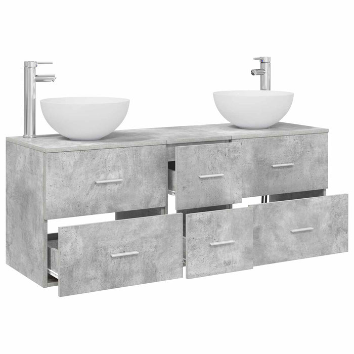 Set dulap baie 3 buc. Gri Beton 49,5 x 35 x 63 cm WALTI