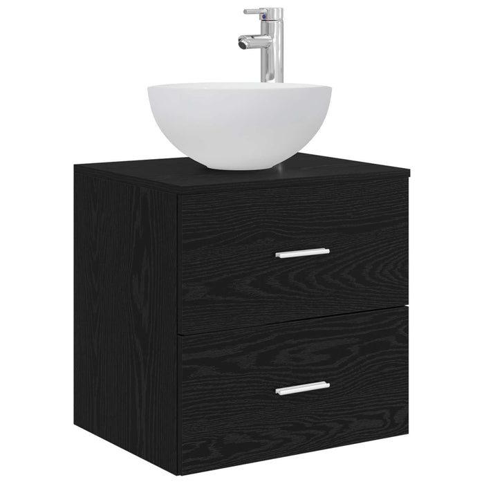 Set dulap baie 3 buc. Stejar Negru 49,5 x 41 x 64,5 cm WALTI