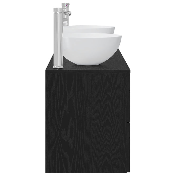 Set dulap baie 3 buc. Stejar Negru 49,5 x 41 x 64,5 cm WALTI