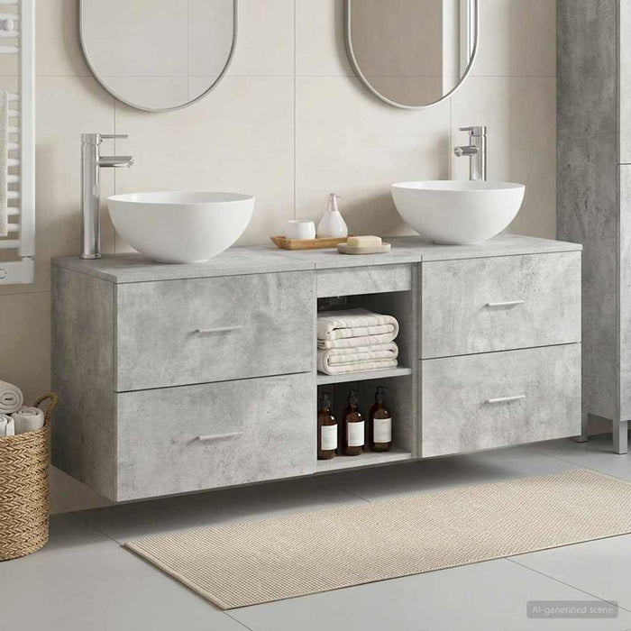 Set dulap baie 3 buc. Gri Beton 49,5 x 41 x 64,5 cm WALTI
