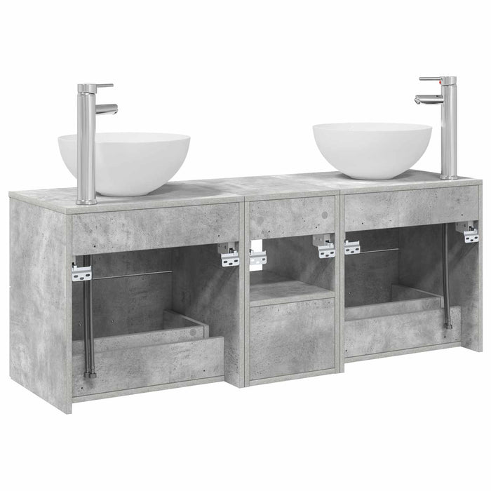 Set dulap baie 3 buc. Gri Beton 49,5 x 41 x 64,5 cm WALTI