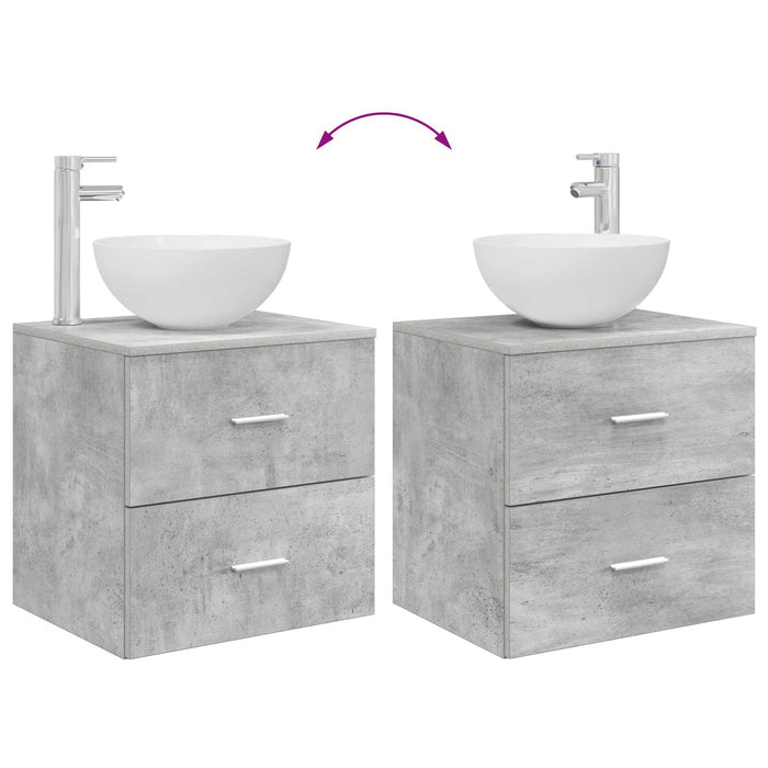 Set dulap baie 3 buc. Gri Beton 49,5 x 41 x 64,5 cm WALTI