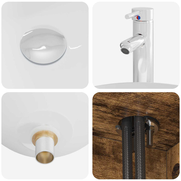 Set dulap baie 3 buc. Stejar fumuriu 49,5 x 41 x 64,5 cm WALTI