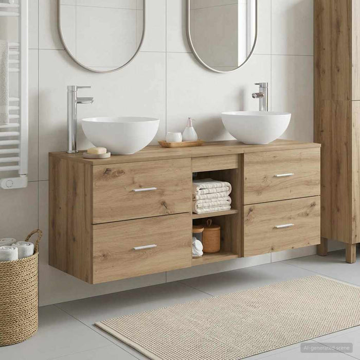 Set dulap baie 3 buc. Stejar Artizanal 49,5 x 41 x 64,5 cm WALTI