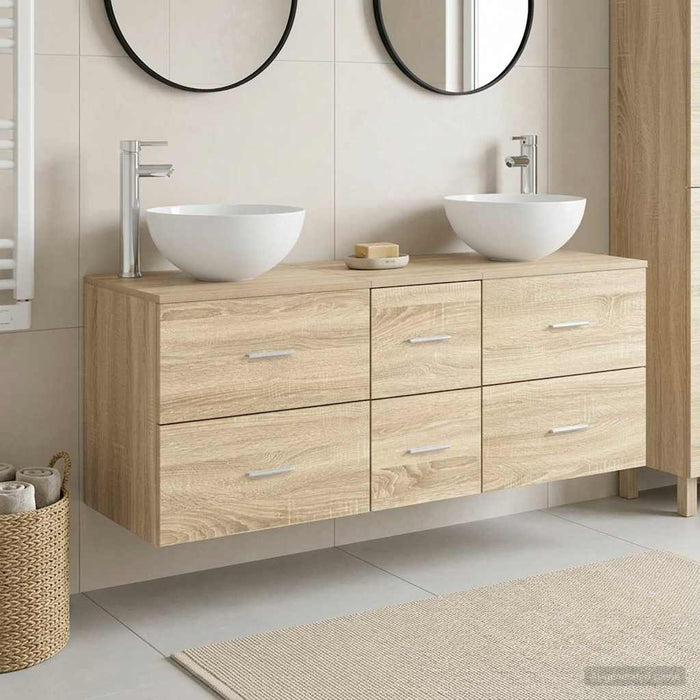 Set dulap baie 3 buc. Stejar Sonoma 49,5 x 41 x 64,5 cm WALTI