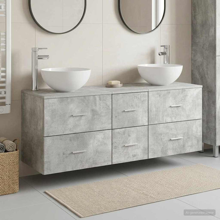 Set dulap baie 3 buc. Gri Beton 49,5 x 41 x 64,5 cm WALTI