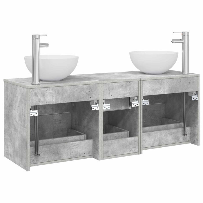 Set dulap baie 3 buc. Gri Beton 49,5 x 41 x 64,5 cm WALTI