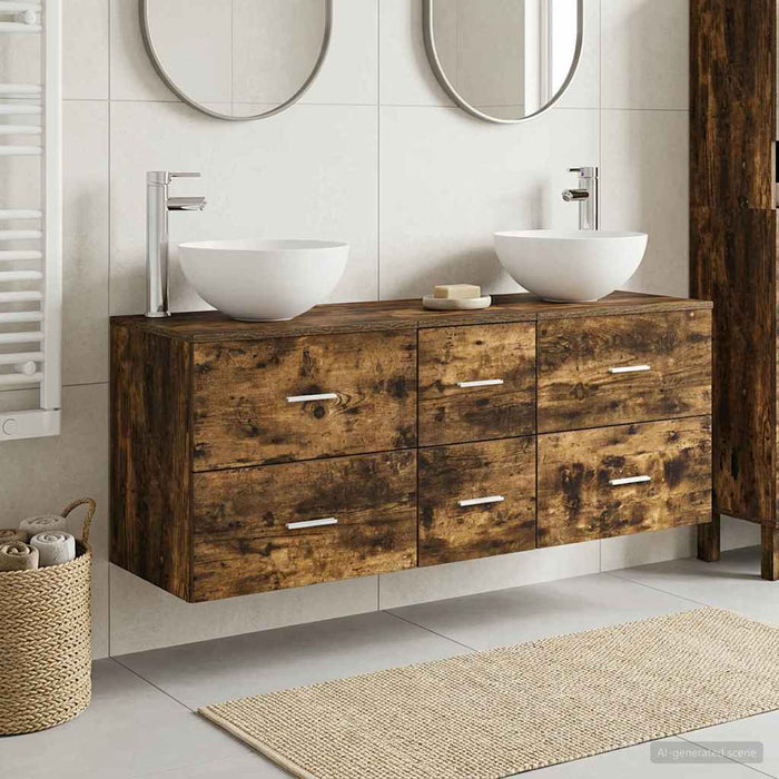 Set dulap baie 3 buc. Stejar fumuriu 49,5 x 41 x 64,5 cm WALTI