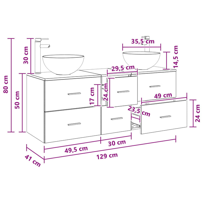 Set dulap baie 3 buc. Lemn vechi 49,5 x 41 x 64,5 cm WALTI