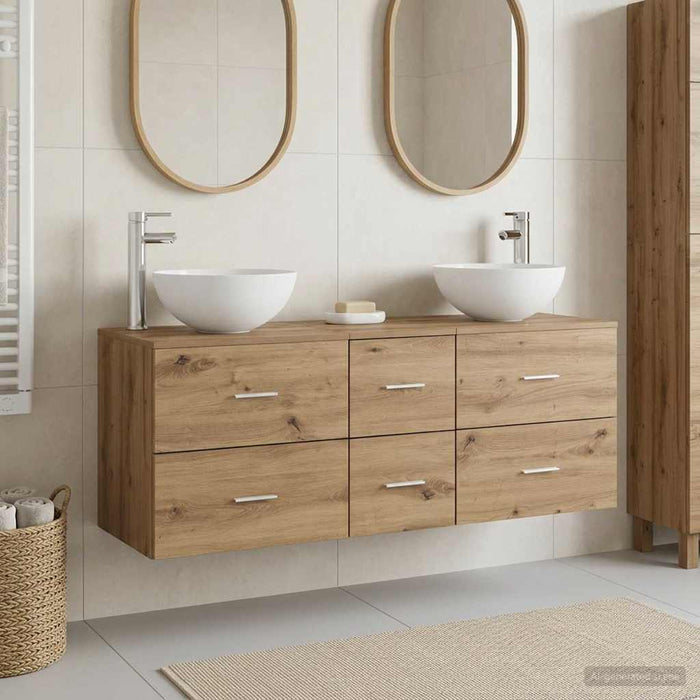Set dulap baie 3 buc. Stejar Artizanal 49,5 x 41 x 64,5 cm WALTI
