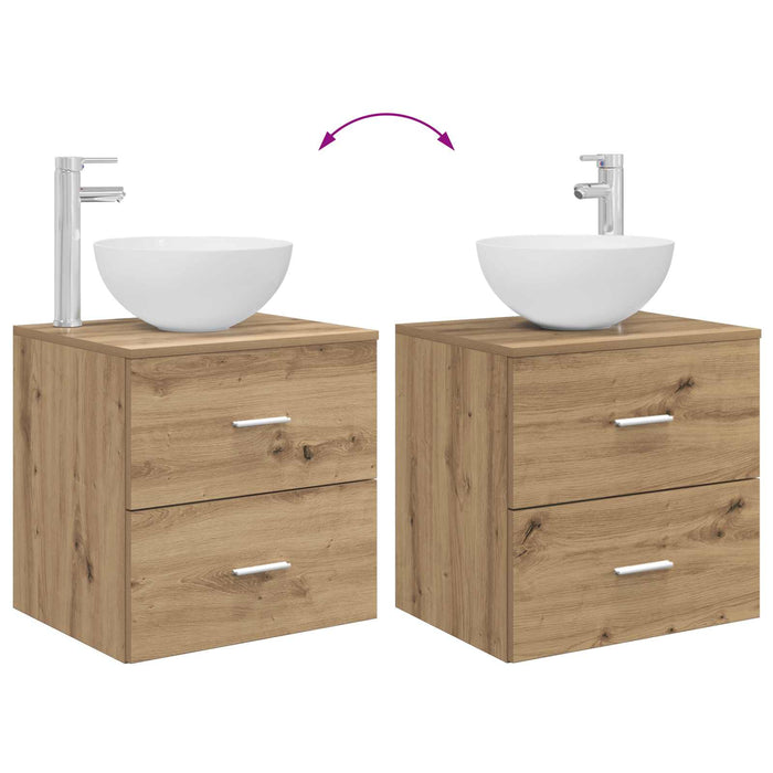 Set dulap baie 3 buc. Stejar Artizanal 49,5 x 41 x 64,5 cm WALTI