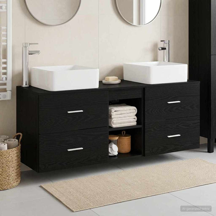 Set dulap baie 3 buc. Stejar Negru 49,5 x 41 x 63 cm WALTI