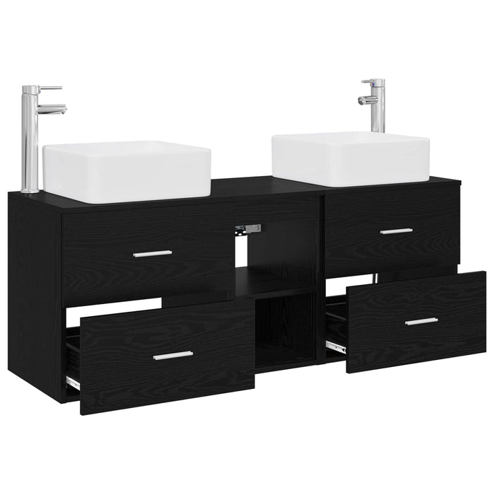 Set dulap baie 3 buc. Stejar Negru 49,5 x 41 x 63 cm WALTI