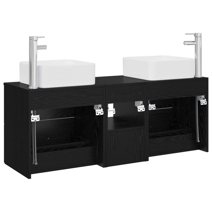 Set dulap baie 3 buc. Stejar Negru 49,5 x 41 x 63 cm WALTI