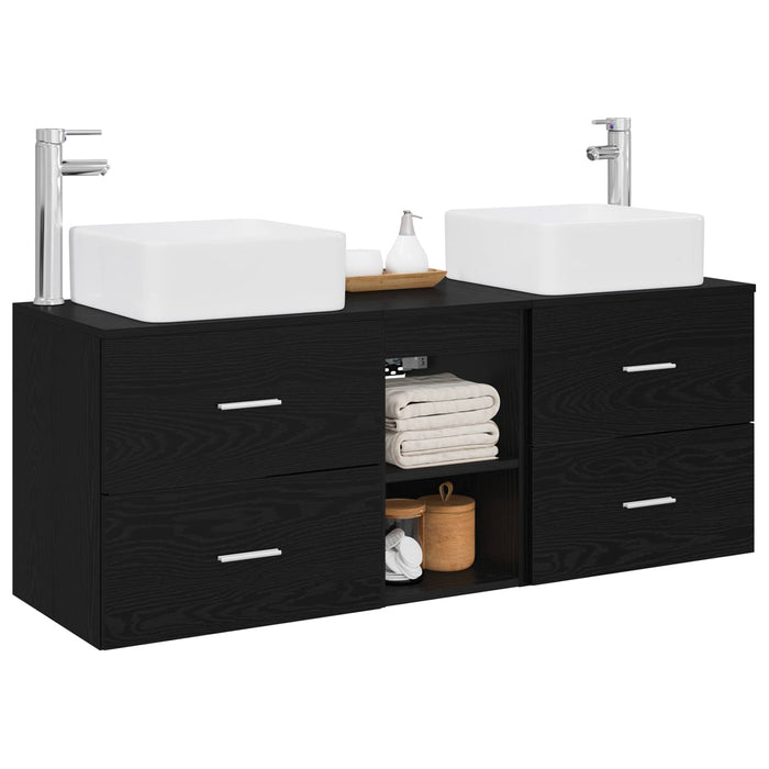 Set dulap baie 3 buc. Stejar Negru 49,5 x 41 x 63 cm WALTI
