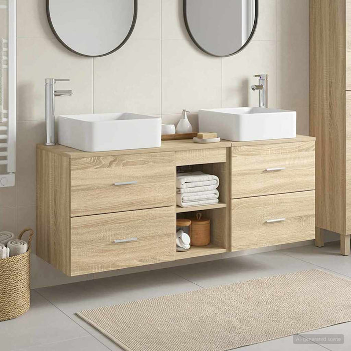 Set dulap baie 3 buc. Stejar Sonoma 49,5 x 41 x 63 cm WALTI
