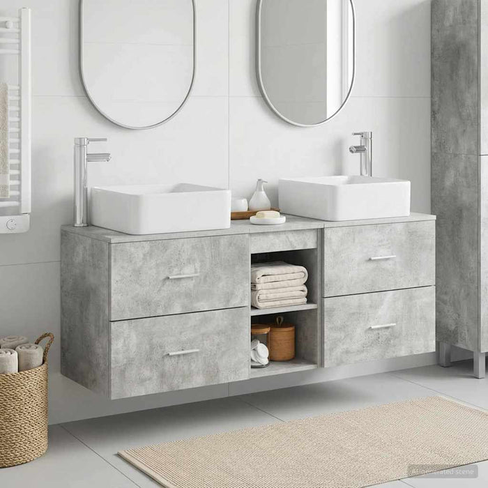 Set dulap baie 3 buc. Gri Beton 49,5 x 41 x 63 cm WALTI