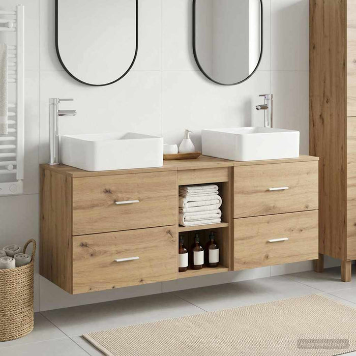 Set dulap baie 3 buc. Stejar Artizanal 49,5 x 41 x 63 cm WALTI