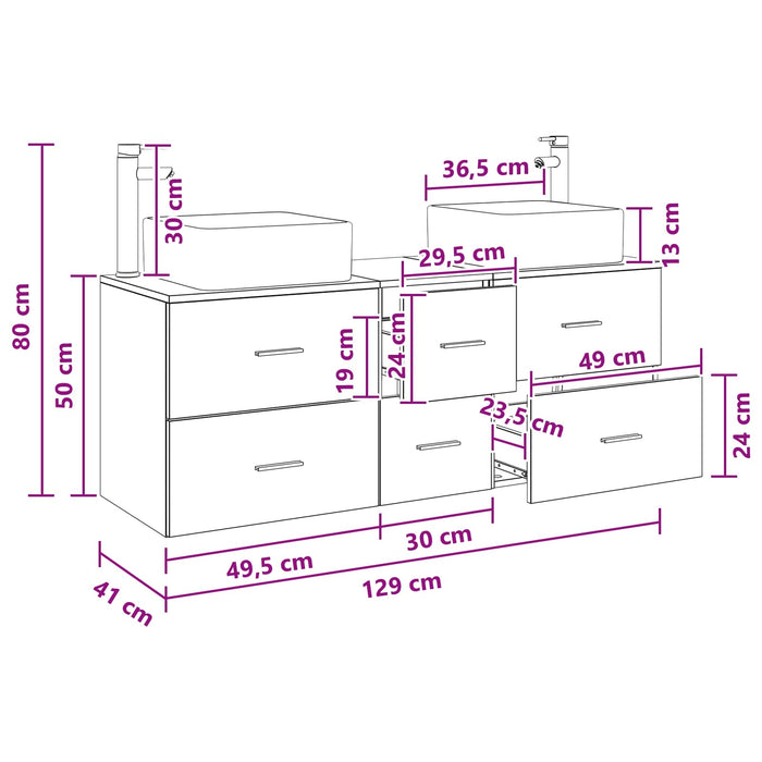 Set dulap baie 3 buc. Alb 49,5 x 41 x 63 cm Lemn prelucrat WALTI
