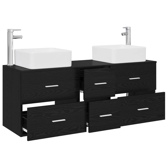 Set dulap baie 3 buc. Negru 49,5 x 41 x 63 cm Lemn prelucrat WALTI