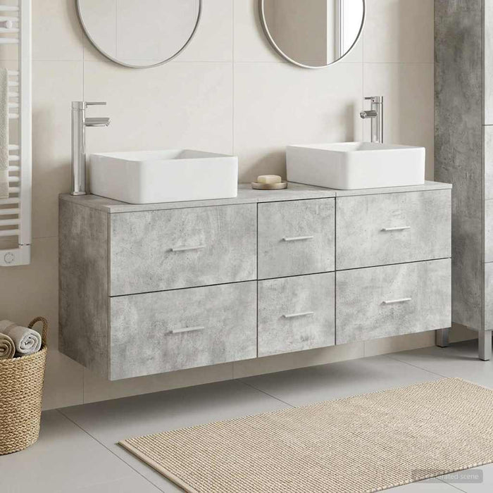 Set dulap baie 3 buc. Gri Beton 49,5 x 41 x 63 cm WALTI