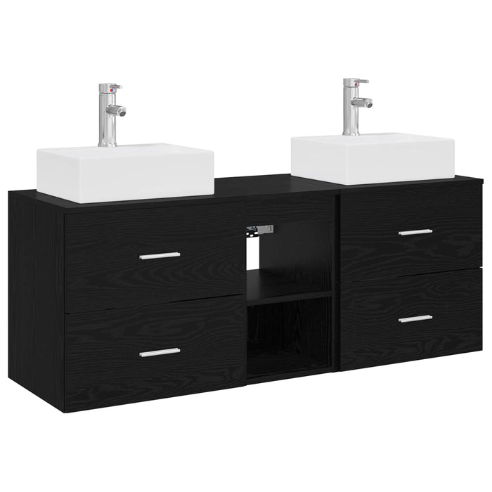 Set dulap baie 3 buc. Negru 49,5 x 41 x 62,5 cm Lemn prelucrat WALTI