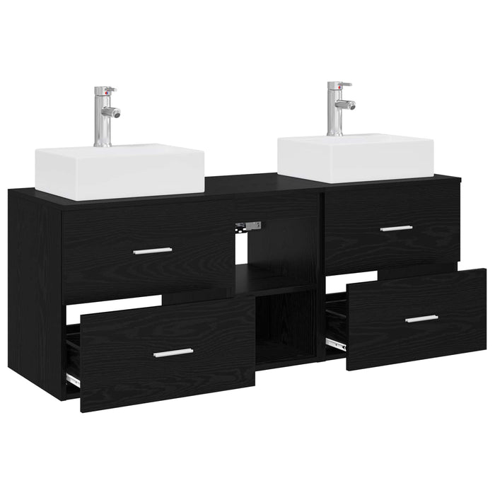 Set dulap baie 3 buc. Negru 49,5 x 41 x 62,5 cm Lemn prelucrat WALTI