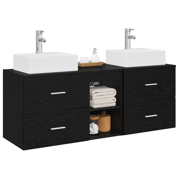 Set dulap baie 3 buc. Negru 49,5 x 41 x 62,5 cm Lemn prelucrat WALTI