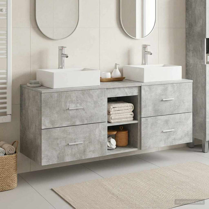 Set dulap baie 3 buc. Gri Beton 49,5 x 41 x 62,5 cm WALTI