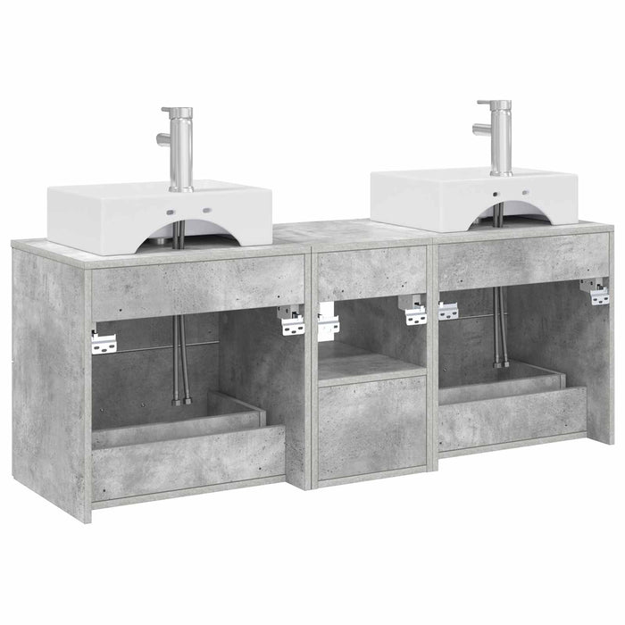Set dulap baie 3 buc. Gri Beton 49,5 x 41 x 62,5 cm WALTI