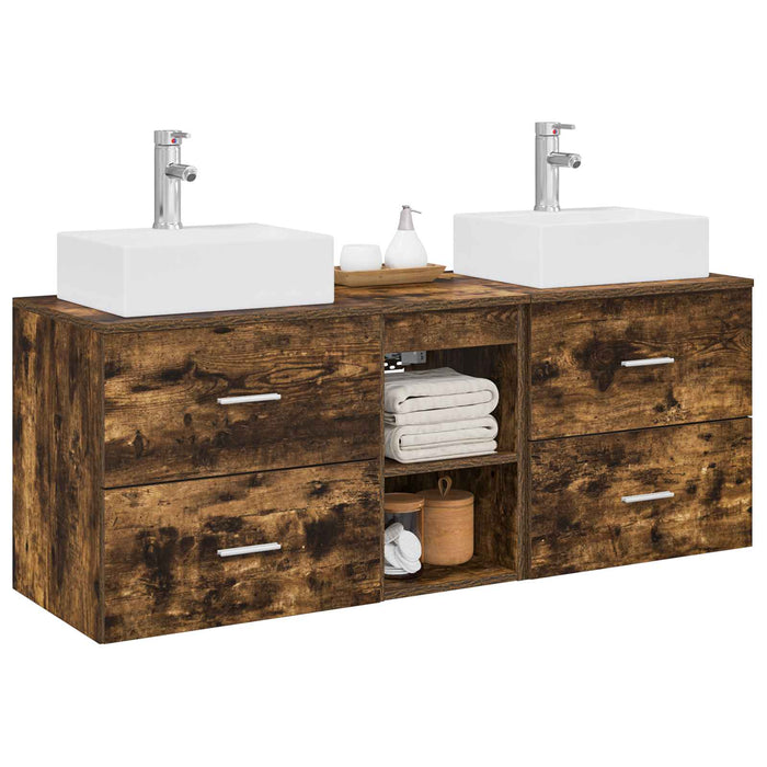 Set dulap baie 3 buc. Stejar fumuriu 49,5 x 41 x 62,5 cm WALTI
