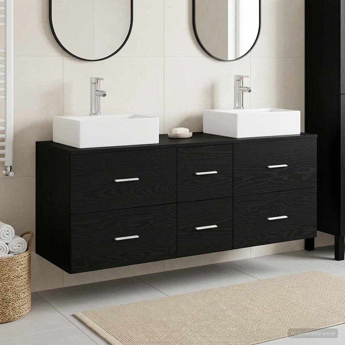 Set dulap baie 3 buc. Negru 49,5 x 41 x 62,5 cm Lemn prelucrat WALTI