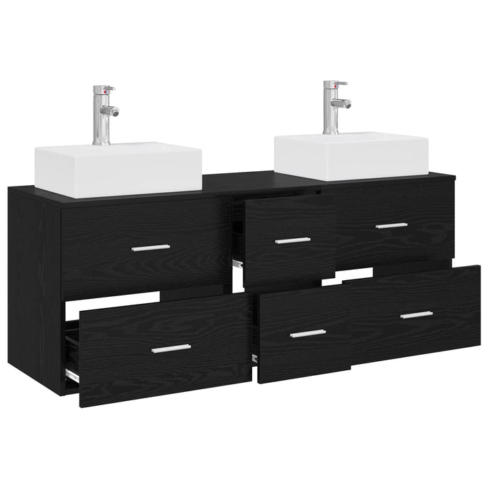 Set dulap baie 3 buc. Negru 49,5 x 41 x 62,5 cm Lemn prelucrat WALTI