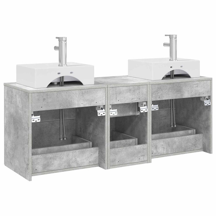 Set dulap baie 3 buc. Gri Beton 49,5 x 41 x 62,5 cm WALTI
