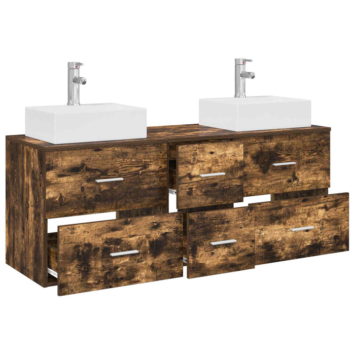 Set dulap baie 3 buc. Stejar fumuriu 49,5 x 41 x 62,5 cm WALTI