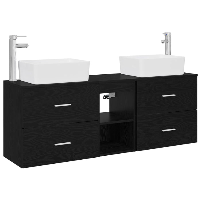 Set dulap baie 3 buc. Negru 53 x 34,5 x 63 cm Lemn prelucrat WALTI
