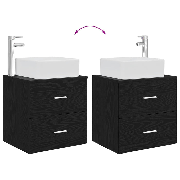 Set dulap baie 3 buc. Negru 53 x 34,5 x 63 cm Lemn prelucrat WALTI