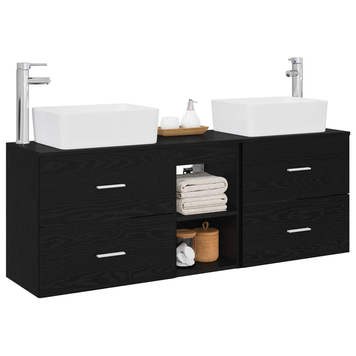 Set dulap baie 3 buc. Negru 53 x 34,5 x 63 cm Lemn prelucrat WALTI