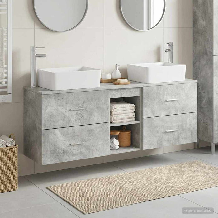 Set dulap baie 3 buc. Gri Beton 53 x 34,5 x 63 cm WALTI